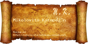 Mikolovits Katapán névjegykártya